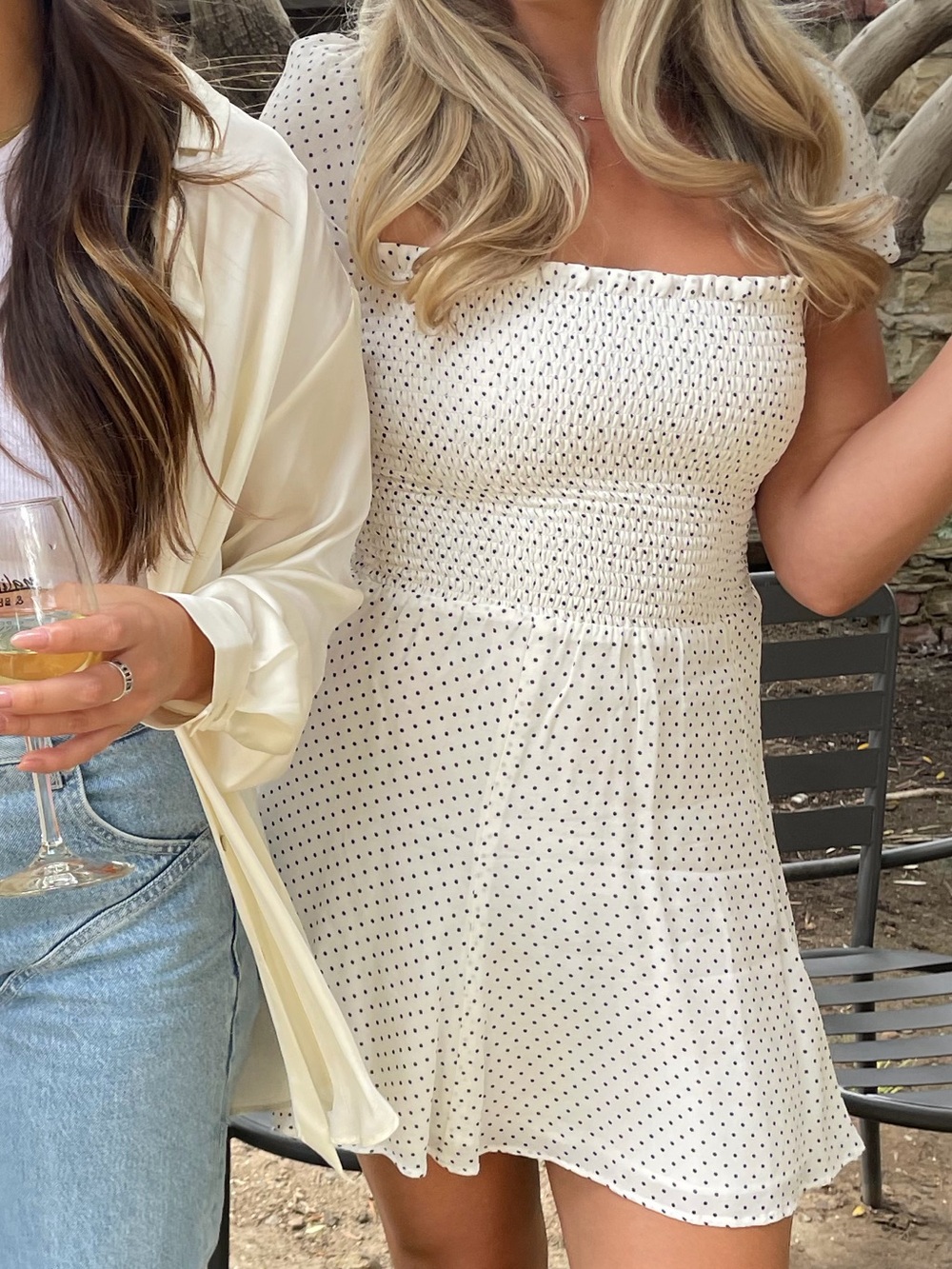 Reformation White Polka Dot Mini Dress